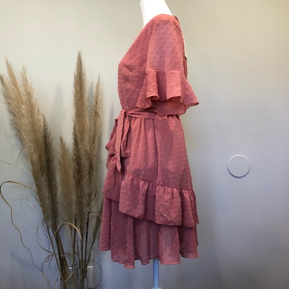 SIMPLEE | Retro Dusty Rose Mini Dress - Picture 2 of 6